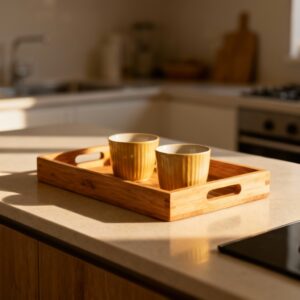 Handmade Wooden Serving Tray – Natural Finish