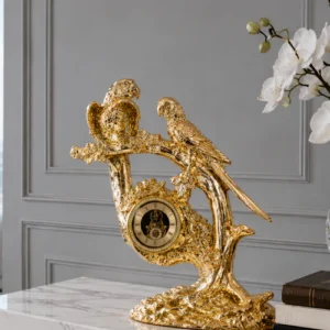 Golden Parrot Table Clock
